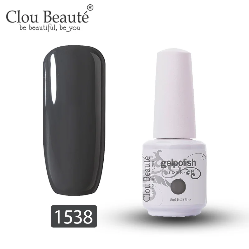 1538 Clou Beaute Гель-лак 8 мл Полупостоянный УФ светодиодный лак для ногтей замачиваемый Белый Гель-лак для ногтей базовое верхнее покрытие дизайн ногтей - Цвет: 1538