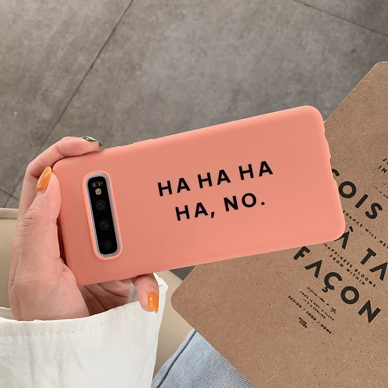 YHBBCASES Однотонные Мягкий ТПУ чехол для Samsung Galaxy S8 S9 S10 плюс комплект с надписями и