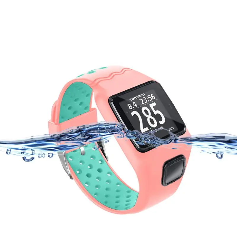 Shockproof Soft Silicone Watchband Wrist Strap Bracelet Replacement for TomTom 1 Multi-Sport GPS HRM CSS AM Cardio Runner Watch |