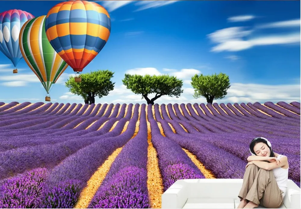 Настенные 3d обои на заказ природа рисунок лаванды рай стереоскопические для