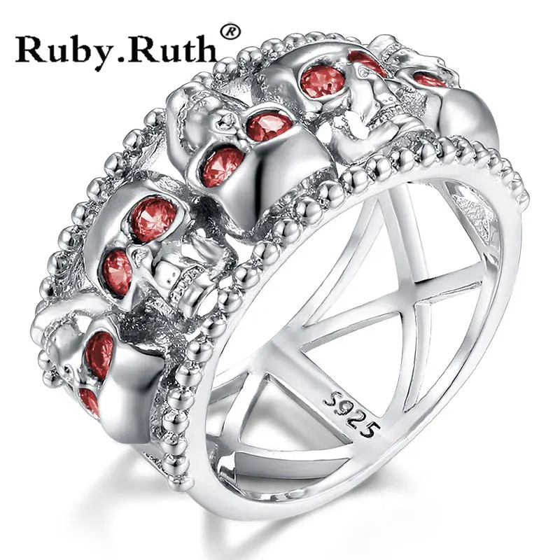 Винтажное кольцо в форме черепа с фиолетовым фианитом модные ювелирные