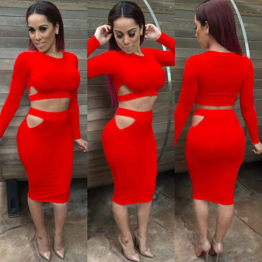 2015 Winter Women Sexy Black Two Piece 