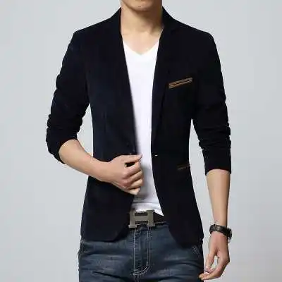 Кофе/черный/хаки британский стиль Повседневное пиджак Slim Fit Blazer Для мужчин бренд