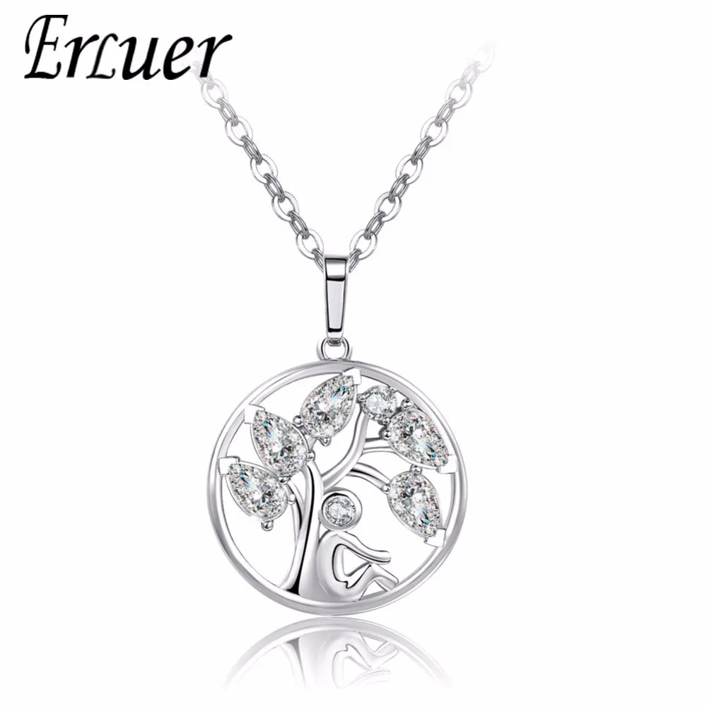 Женское ожерелье с подвеской ERLUER Tree of life покрытое розовым золотом и серебром