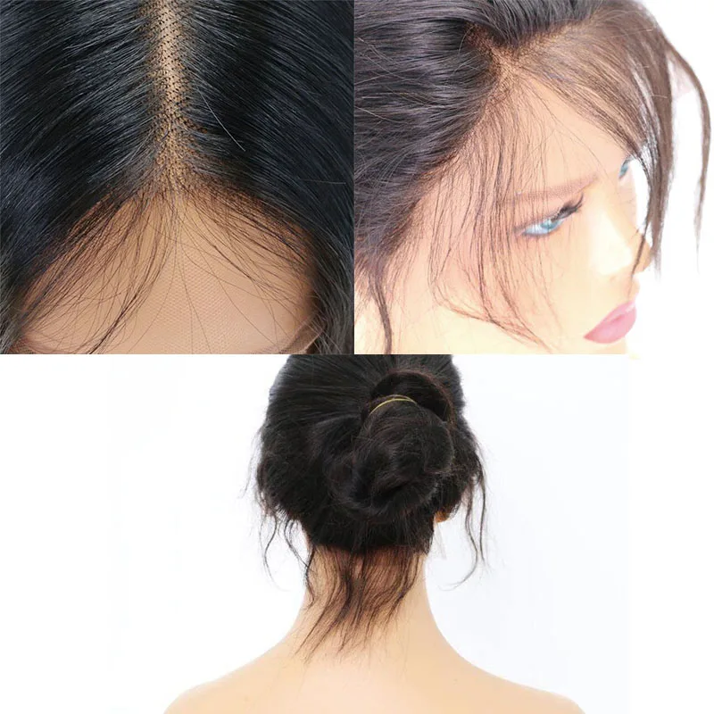 8А Бразильский Девственные Волосы Бесклеевого Полный Парик Шнурка Для Черная