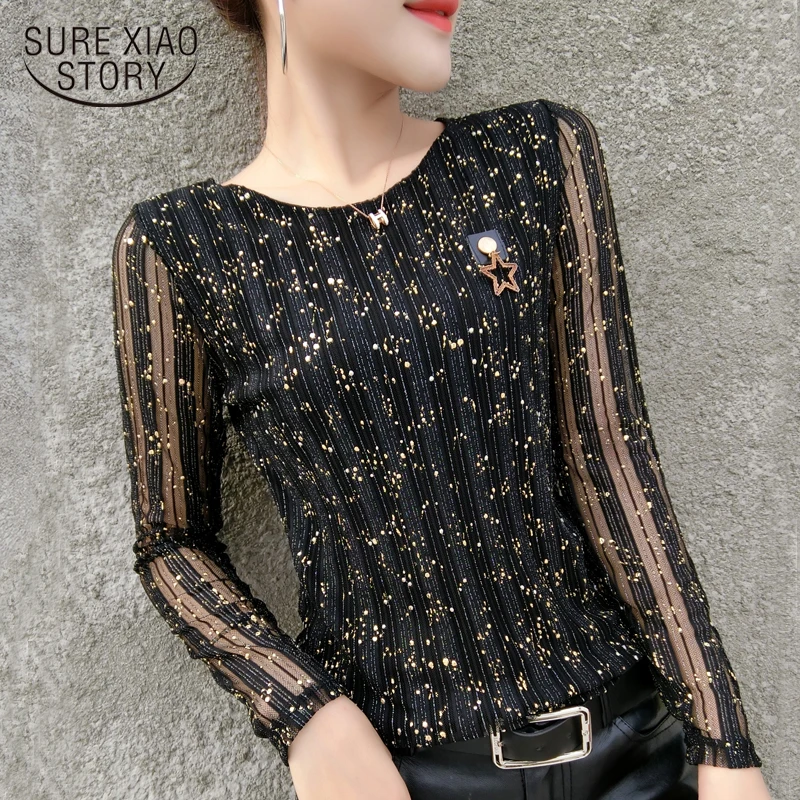 Мода плюс размер женская футболка с длинным рукавом Женские рубашки полые