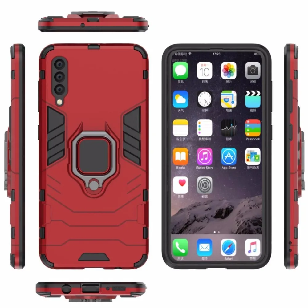 Hard Phone Cover Case for Samsung Galaxy A50 Magnetic Holder Armor Protective Rubber Bumper SM-A505F |