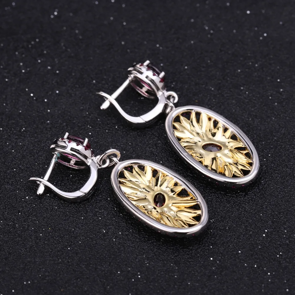 GEM'S BALLET 2.40Ct натуральный родолит гранат висячие серьги 925 пробы серебро овальные оригинальные серьги в форме подсолнечника для женщин подарок