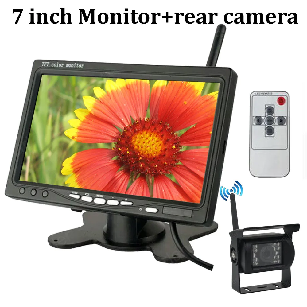 7-дюймовый TFT LCD беспроводной автомобильный монитор заднего вида с ИК-камерой