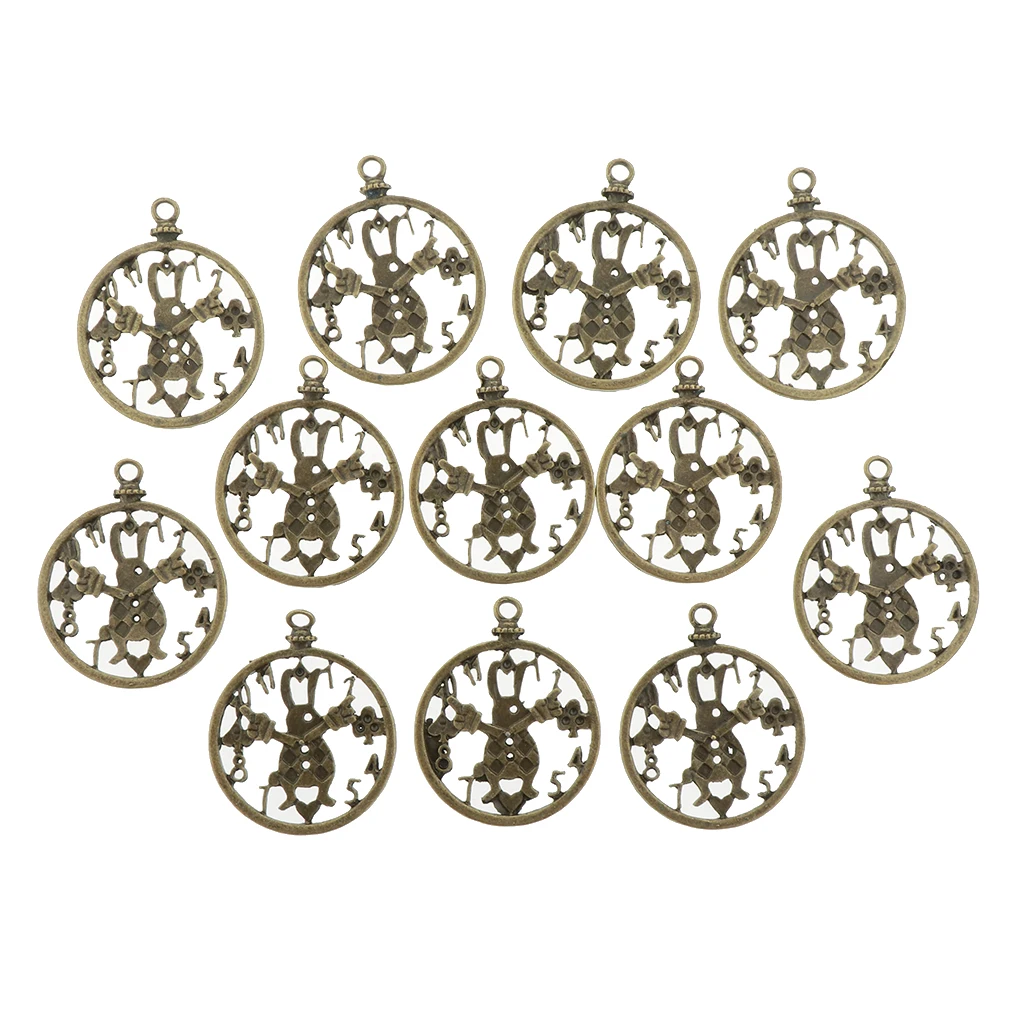 12 шт. античные медные часы в форме зайца подвески аксессуары для ювелирных