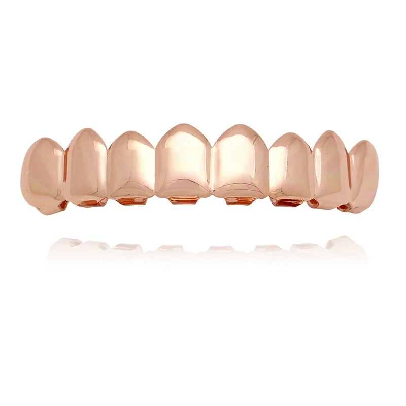 rose gold top LuReen золотые зубы грили верхние и нижние грили зубные зубы Хэллоуин вампир зубы шапки Cosply Украшения для тела XHYT1014 - Окраска металла: rose gold top