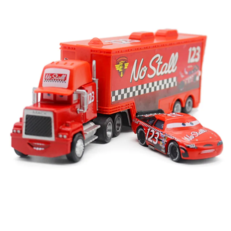 Автомобили disney Pixar 21 стиль Mack Truck+ маленький автомобиль McQueen 1:55 литой под давлением металлический сплав и пластик Модель автомобиля игрушки подарки для детей - Цвет: No 123 (2pcs lot)