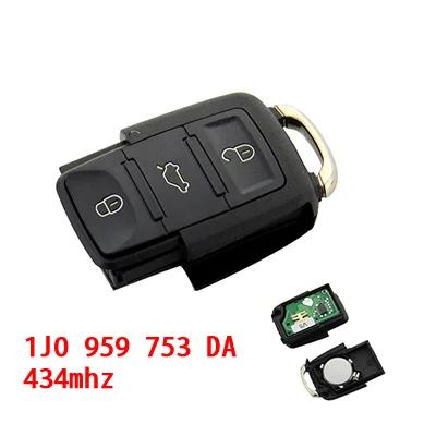 1J0 959 753 DA Автомобильный ключ OkeyTech, 3 кнопки, 434 МГц, флип-брелок, пустой клинок ID48, чипы K17, подходит для VW SKODA SEAT 1J0 959 753 DA 1J0 959 753 AH - Количество кнопок: 1J0 959 753 DA