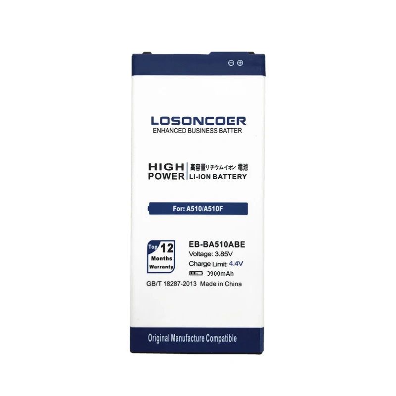 Losoncoer 3900 мА/ч, EB-BA510ABE Замена Батарея для samsung Edition A510 Батарея SM-A510F A5100 A5 A51 A510F батареи