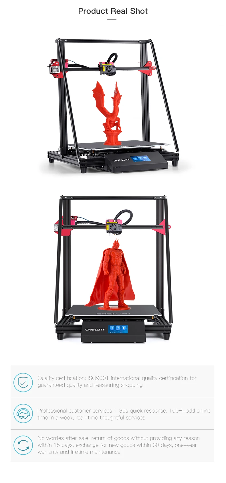 CREALITY 3D Большой размер CR-10 Макс. 450*450*470 мм автоматическое выравнивание, печать, обнаружение нити с сенсорным экраном дюйма