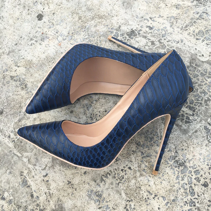 Free shipping  fashion women pumps snake printed navy leather pointed toe high heels shoes pumps 12cm 10cm 8cm Stiletto