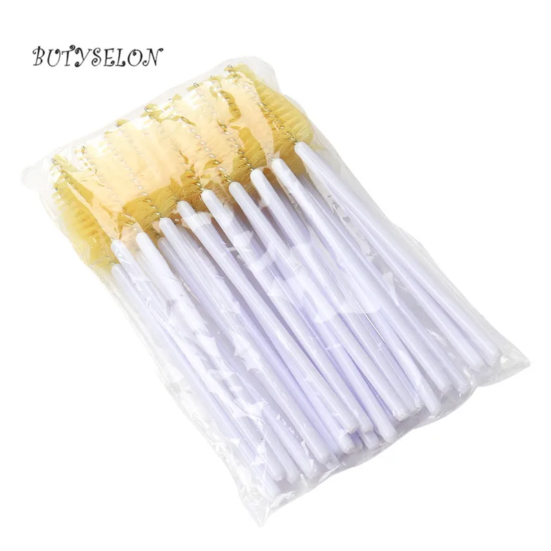 W-white yellow 200 штук ручка Одноразовые капли воды форма Косметический кисточки нейлон тушь для ресниц Wands ресницы макияж расчёски волос наращивания ресниц инст - Handle Color: W-white yellow
