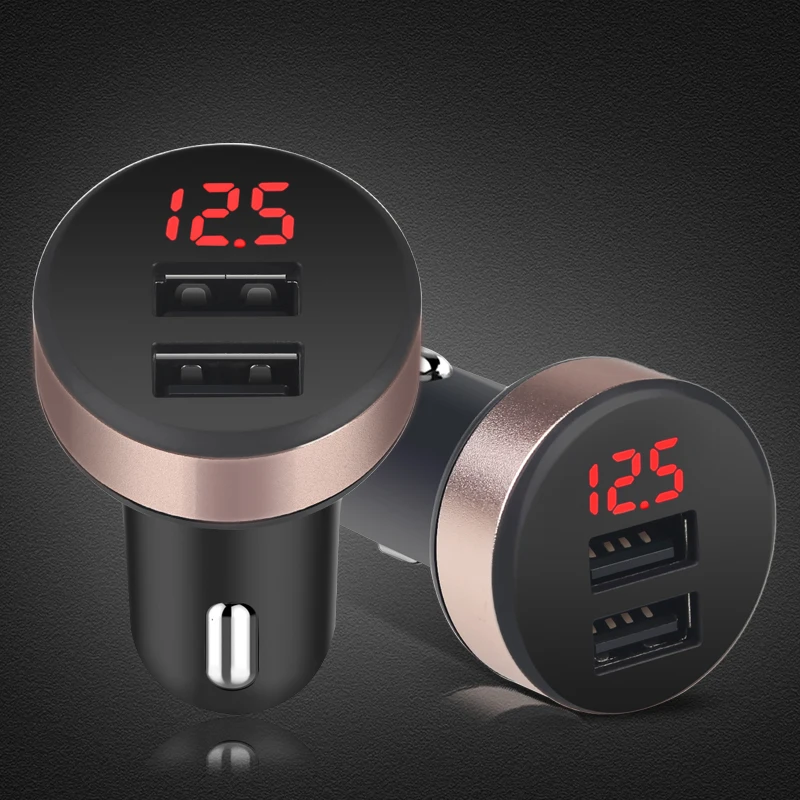 Универсальный мини двойной Переходник Usb для зарядки в машине цифровой светодиодный Usb зарядное устройство напряжение для телефона планшета