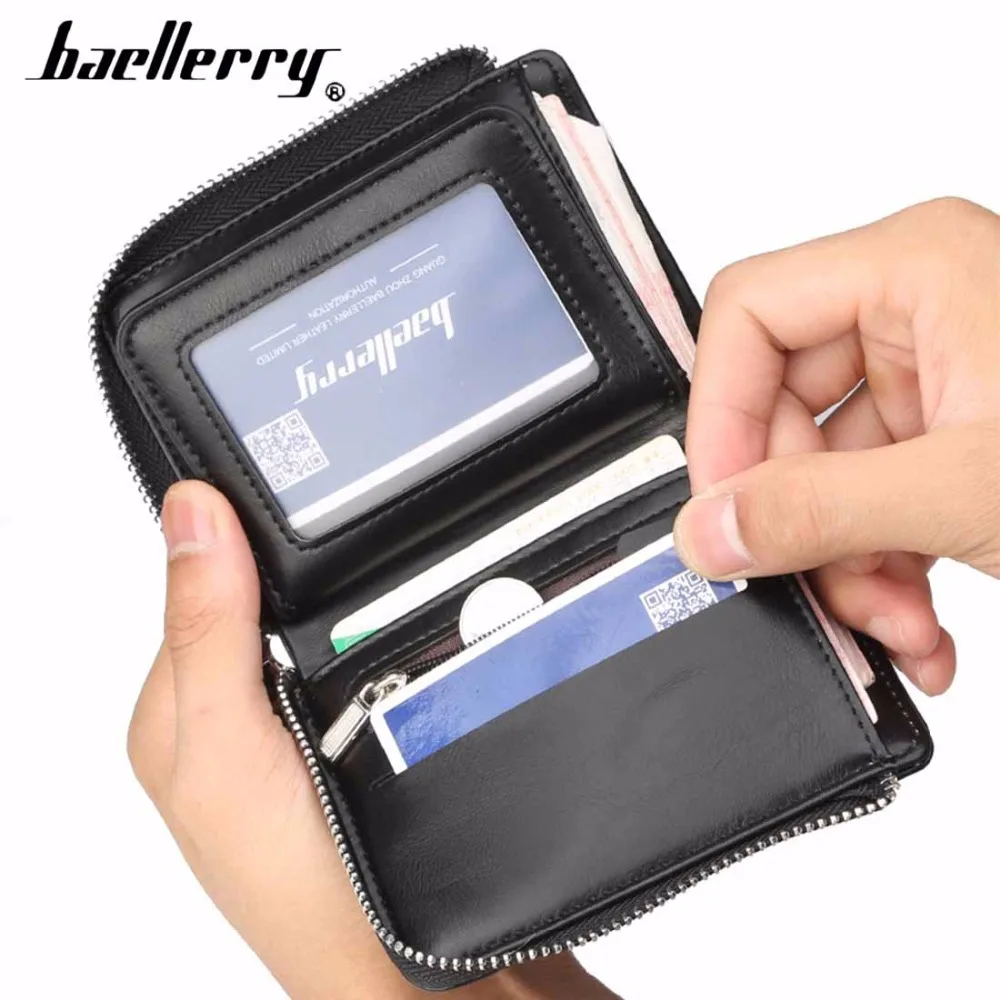 2018 Baellerry PU мужские кошельки на молнии Держатель для карт образец солидный мужской