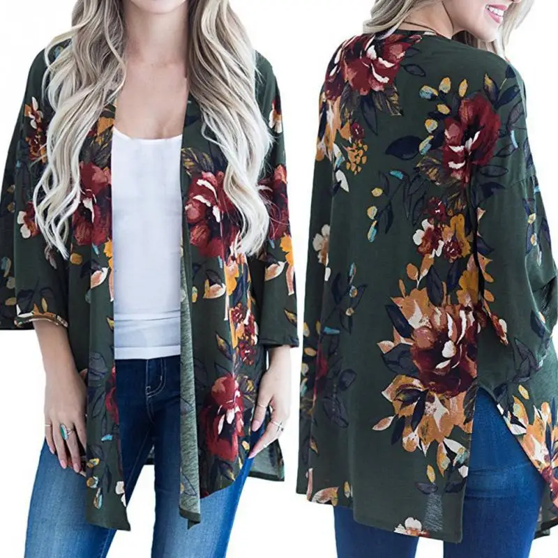 Лидер продаж 2018 г. Модные осенние женские летние бохо-пальто шаль Кимоно Кардиган