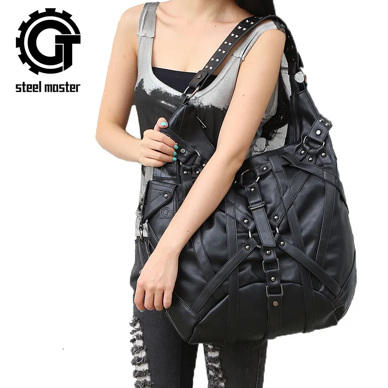 Steel Master Steampunk женские большие сумки в стиле панк ретро искусственная кожа на плечо