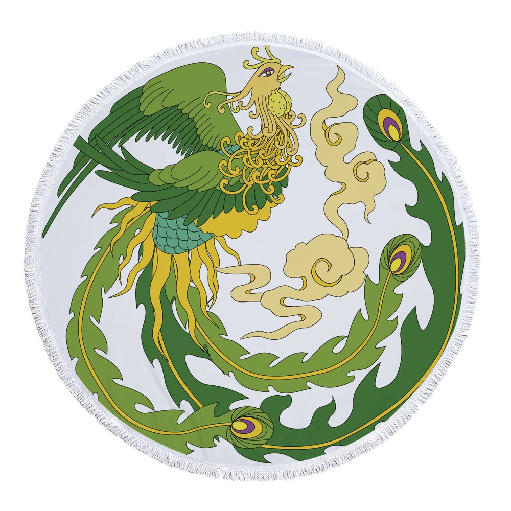 Китайское пляжное одеяло с принтом Феникса 150 см кисточка коврик для пикника