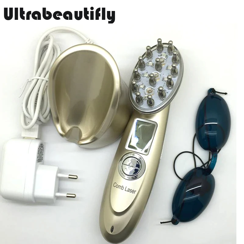 Vente Peigne Vibrant électrique RF & EMS à Led, Laser à Micro-courant, Brosse De Massage De La Tête, Traitement Contre La Perte De Cheveux