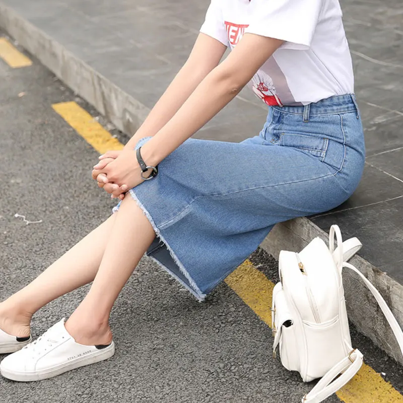 Юбка женская летняя длинная с высокой талией из джинсовой ткани S XXL|skirt spring|denim