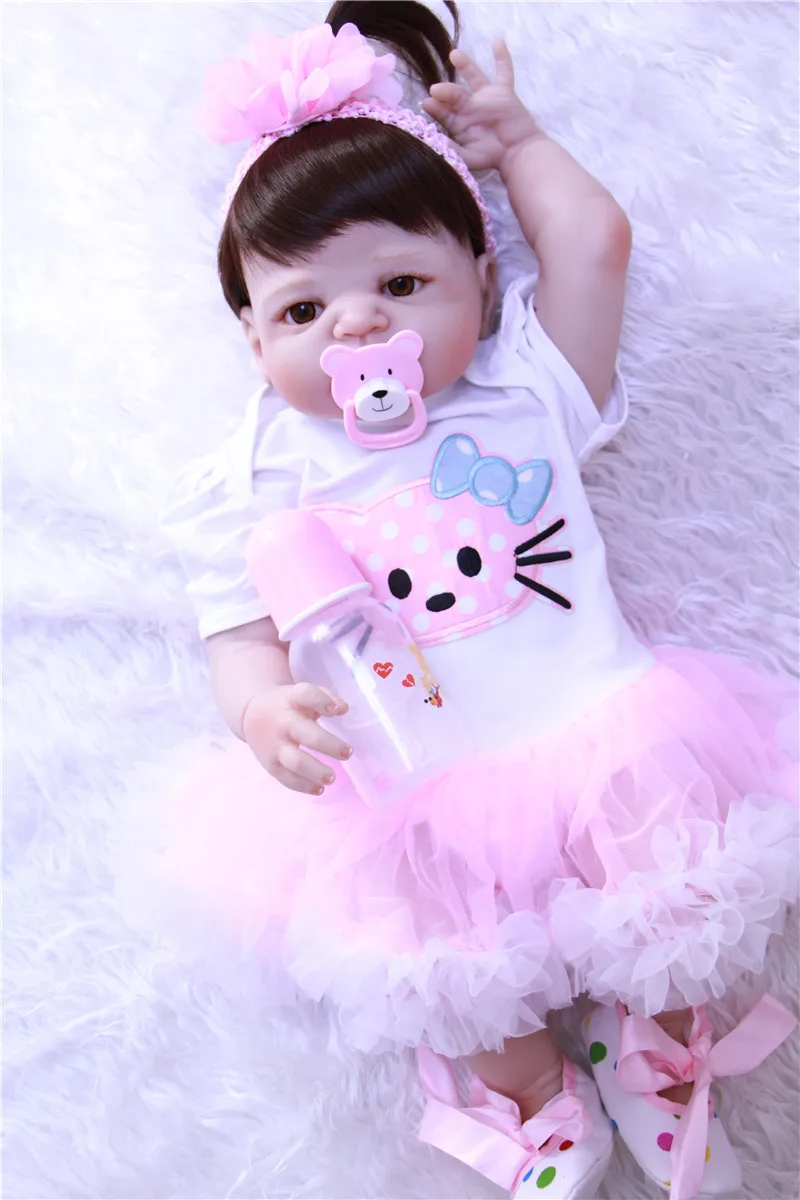 NPK bebe Кукла Reborn 22 дюйма boneca reborn silicone completa menina de для девочек Реалистичная мягкая Baby