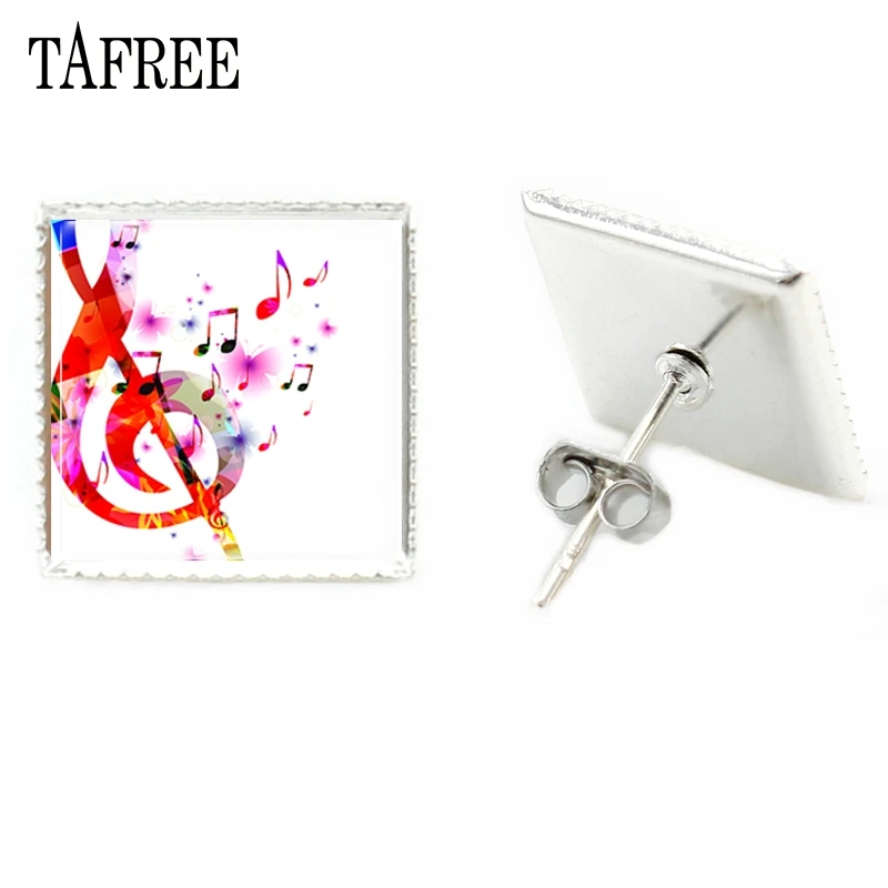 Квадратные серьги TAFREE с музыкальными нотами уникальный стиль музыкальная