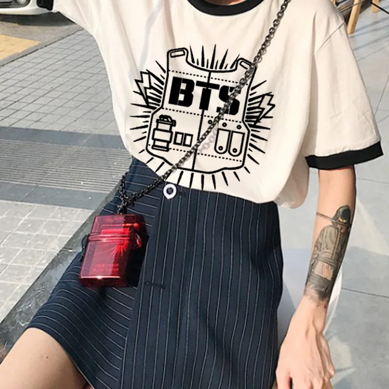 Новый Kpop Bangtan Boys BTS Корейская свободная футболка розовый белый хлопок Футболка