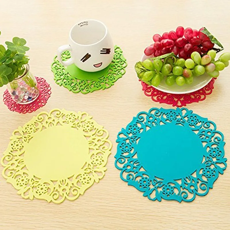 Приемный лоток кружева цветок полые Doilies силиконовый подстаканник кофе стол