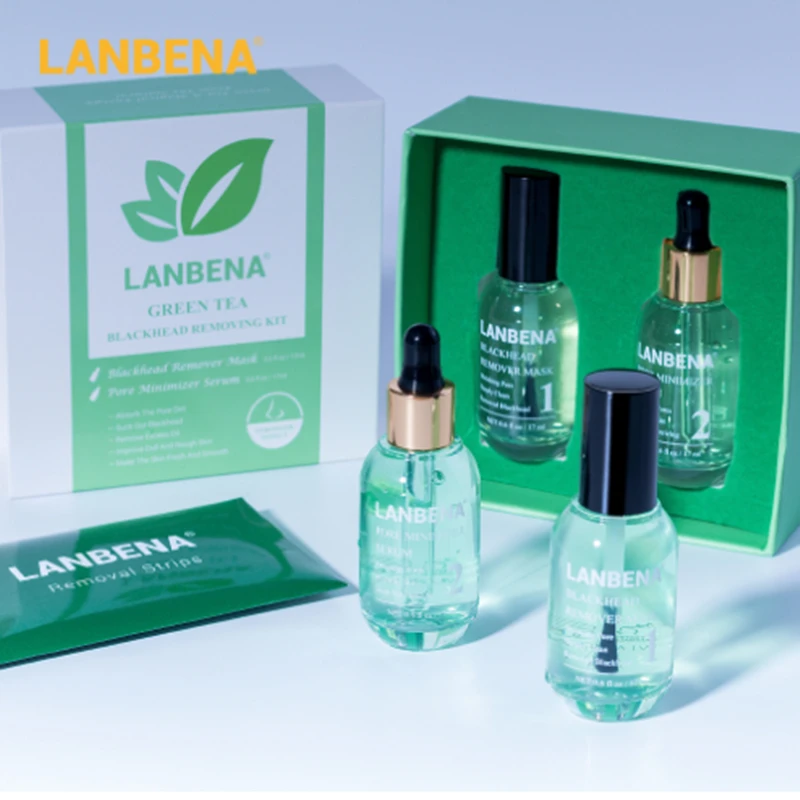 Набор для удаления черных точек LANBENA Green Tea минимайзер глубокой очистки пор