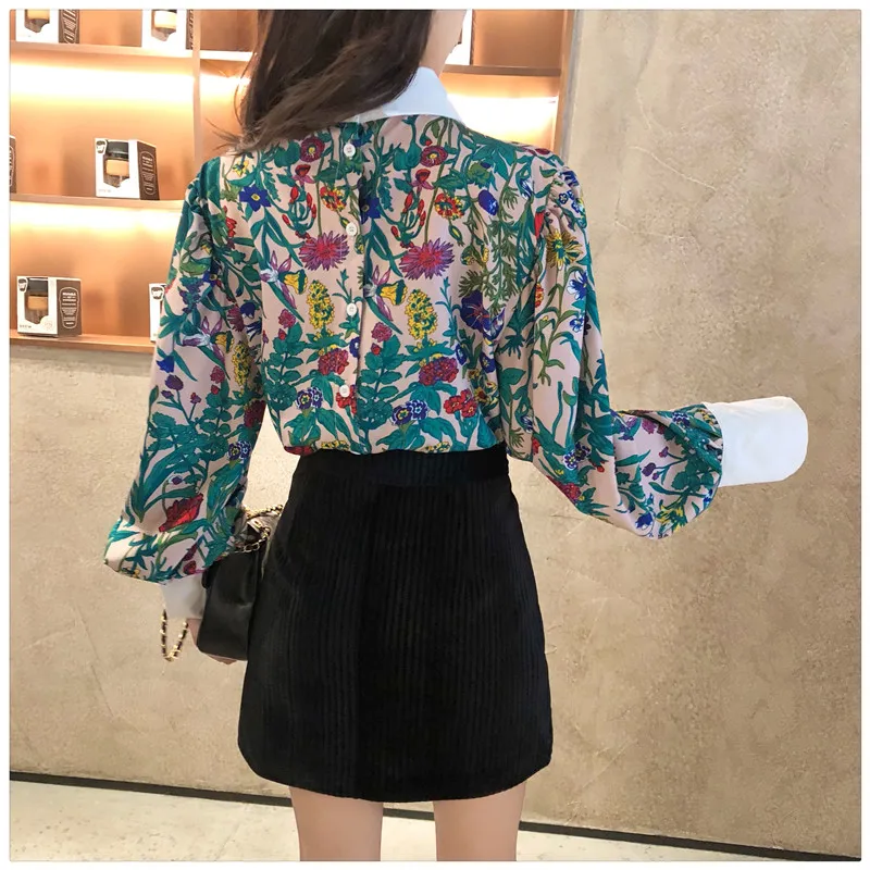 Цветочные moda feminina blusas винтажные модные брендовые весенние женские блузки Питер
