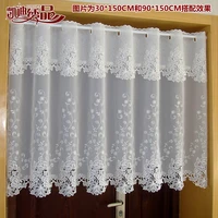 Countryside Half-curtain Luxurious Embroidered Window Valance Lace Hem Coffee Curtain for Kitchen Cabinet Door A-114