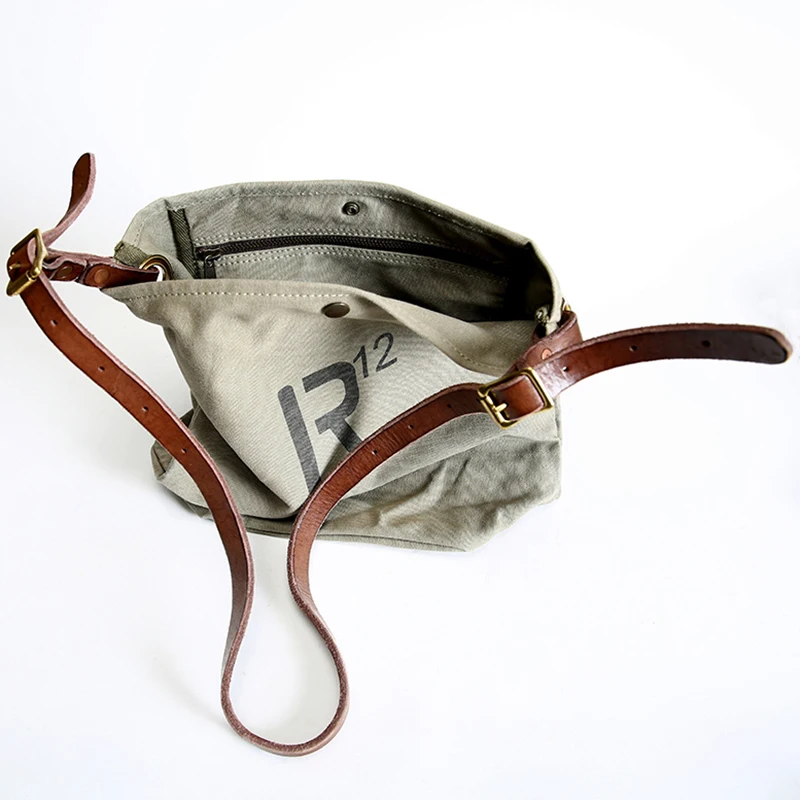 Сумка-мессенджер из парусины и натуральной воловьей кожи для мужчин женщин