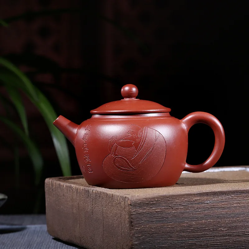 

Yixing Purple Sand Pot Famous Artisans Hand-made Raw Mine Zhuni Dahongpao Zen Wuhu Purple Sand Teapot Teapot Gift