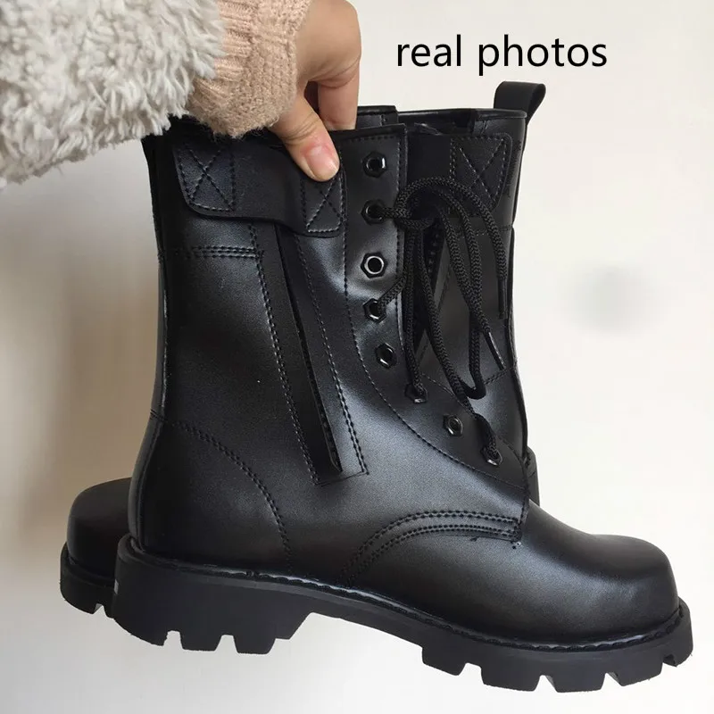 Модные армейские черные кожаные ботинки мужские военные Тактические