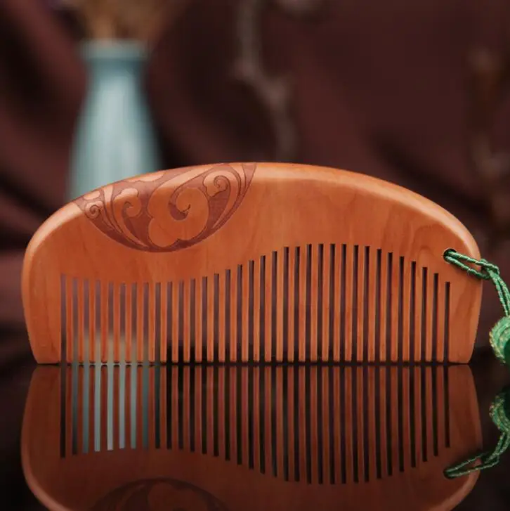 Китайский персиковый деревянный двухсторонний резной благоприятный облака пять