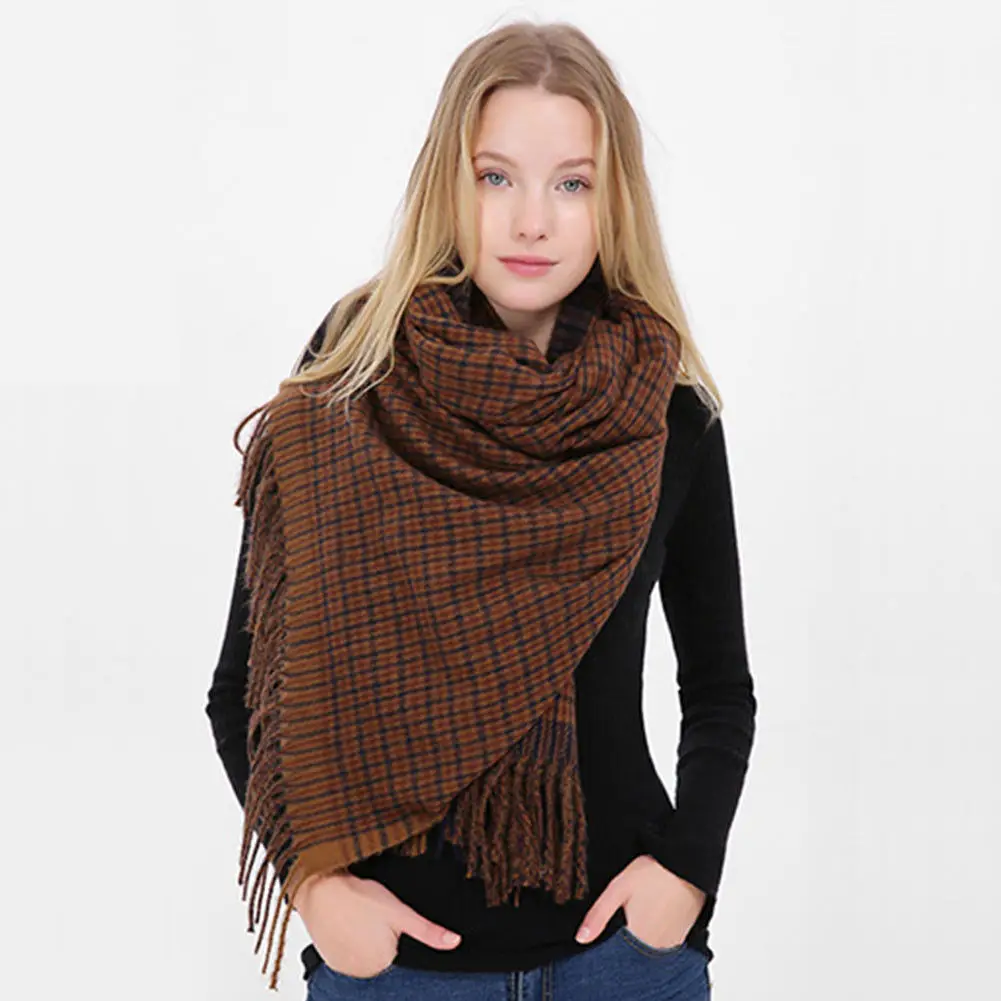 Шарфы 2018 новые женские зимние теплые осенние повседневные клетчатые шарфы в