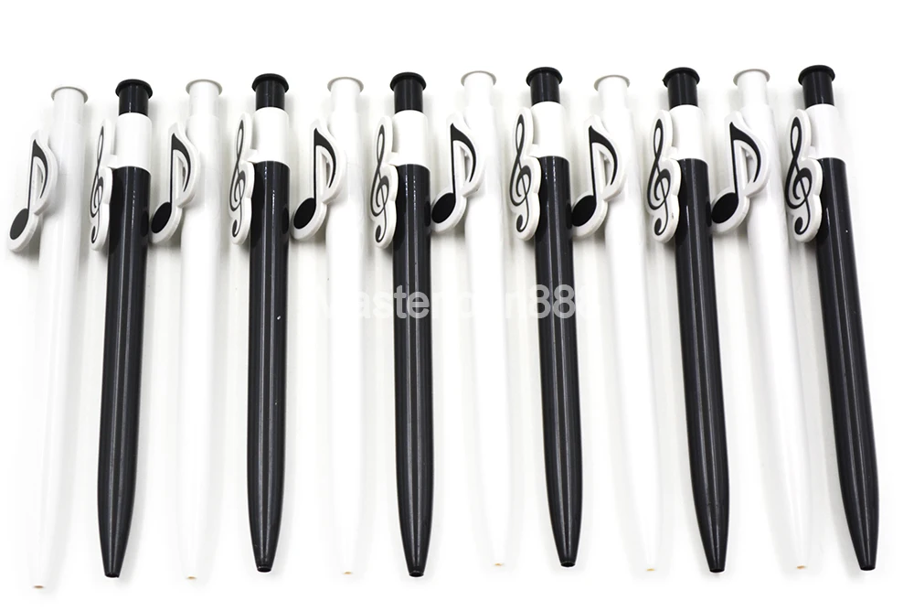 6 шт. пианино музыка Note Treble Clef Paper Ball Point Pen Blue Refill Push on Building Студенческая коллективы