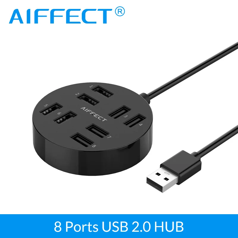 AIFFECT USB HUB2.0 внешний 8 портов разветвитель с микро порт питания для компьютера Mac