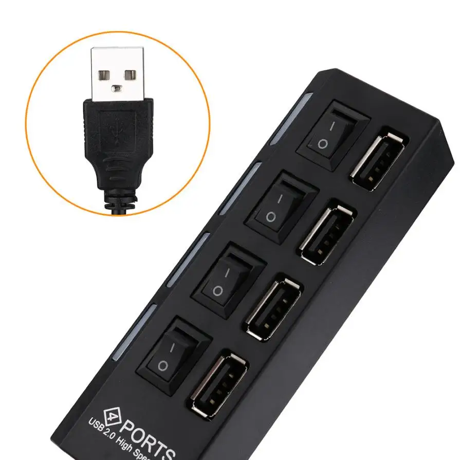 EC2 PC Твердый чехол для переноски мода 4 Порты и разъёмы USB 2,0 концентратор вкл/выкл кнопка+ DC Мощность Кабель-адаптер для портативных ПК May31