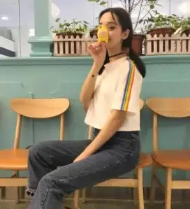 2019 модный сексуальный короткий рукав укороченный топ с круглым вырезом Женское