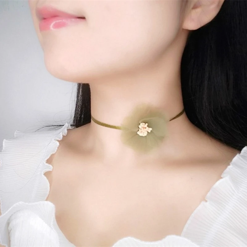 Новый дизайн 2020 женское колье до ключиц в Корейском стиле с зеленым цветком