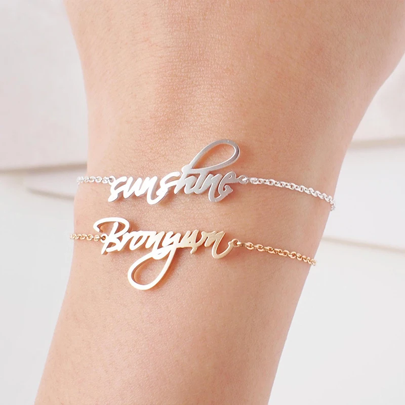 Индивидуальный изящный женский браслет с именем индивидуальный почерк