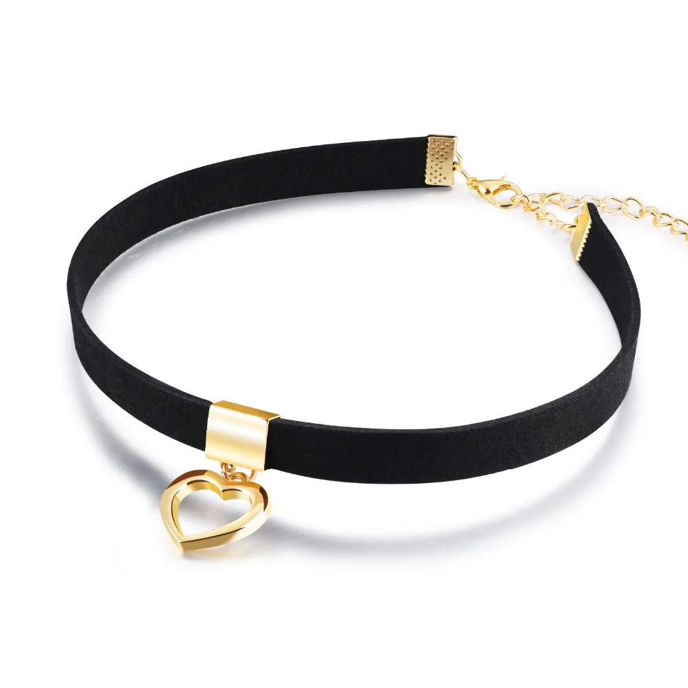 Black Flannel velvet choker necklace &amp pendants women chain maxi collier collar Gothic Fashion Jewelry Silver Gold Heart Boho | Украшения