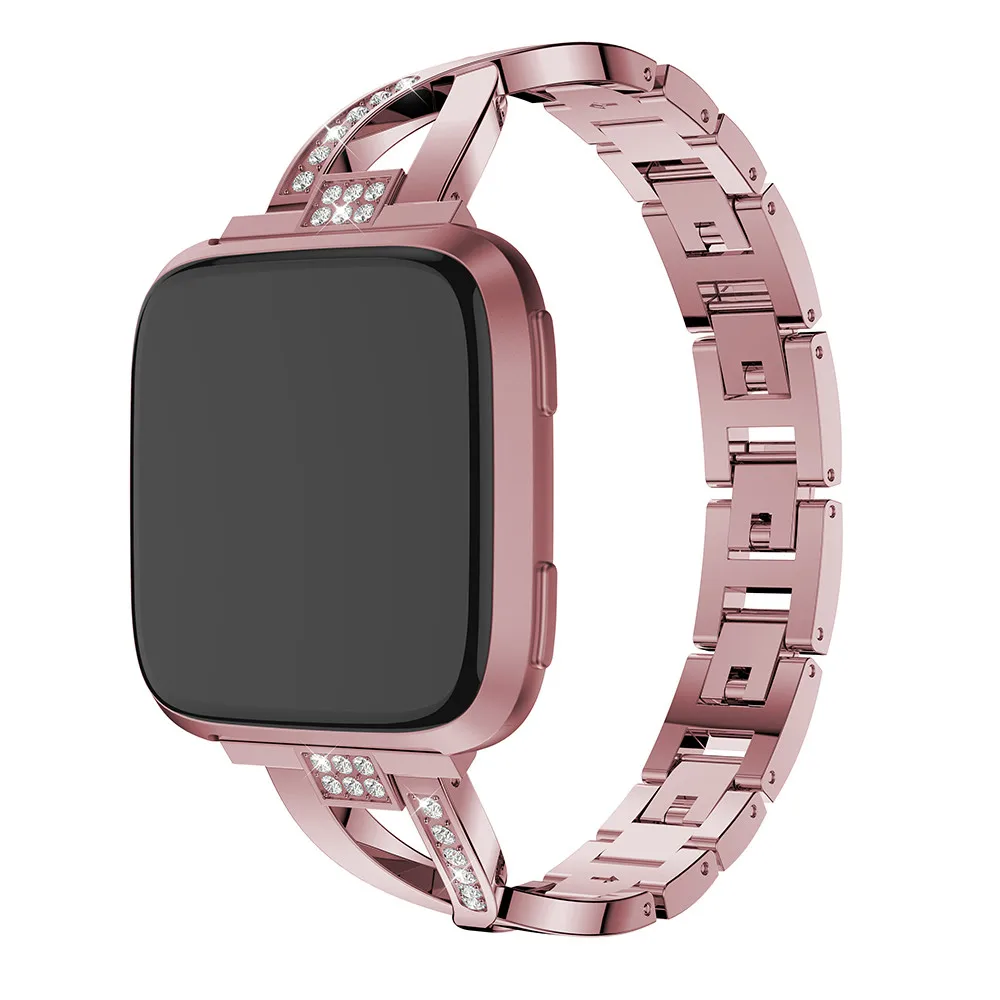 Rose powder Ремешок для часов для Fitbit Versa, браслет на запястье, умные аксессуары, 125 мм-190 мм, элегантный роскошный сменный ремешок для часов, ремень correa - Цвет: Rose powder