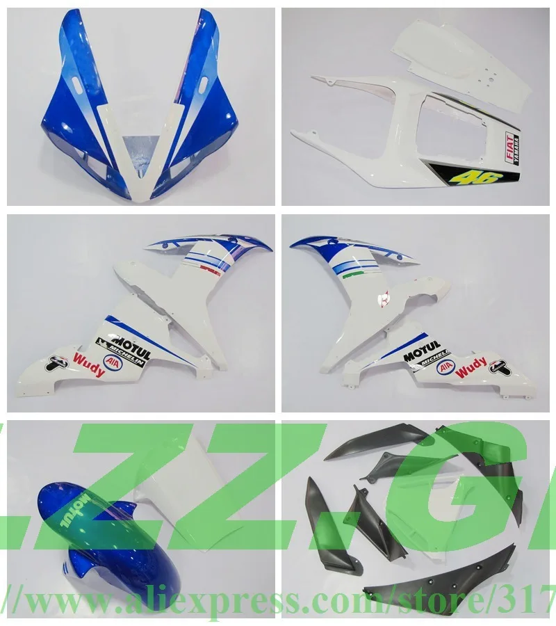 

Freecustom Injection Fairing for YAMAHA 02 03 YZF R1 2002 2003 YZF1000 YZF-R1 02 03 fairing kit blue white #P2TTC