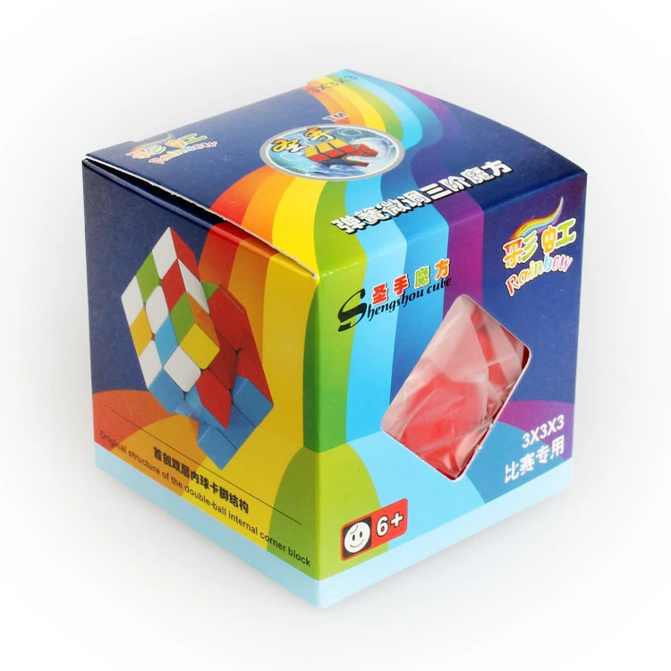 Оригинальный 56 мм Shengshou Радуга 3x3x3 Профессиональный Magic Cube Stickerless красочные с